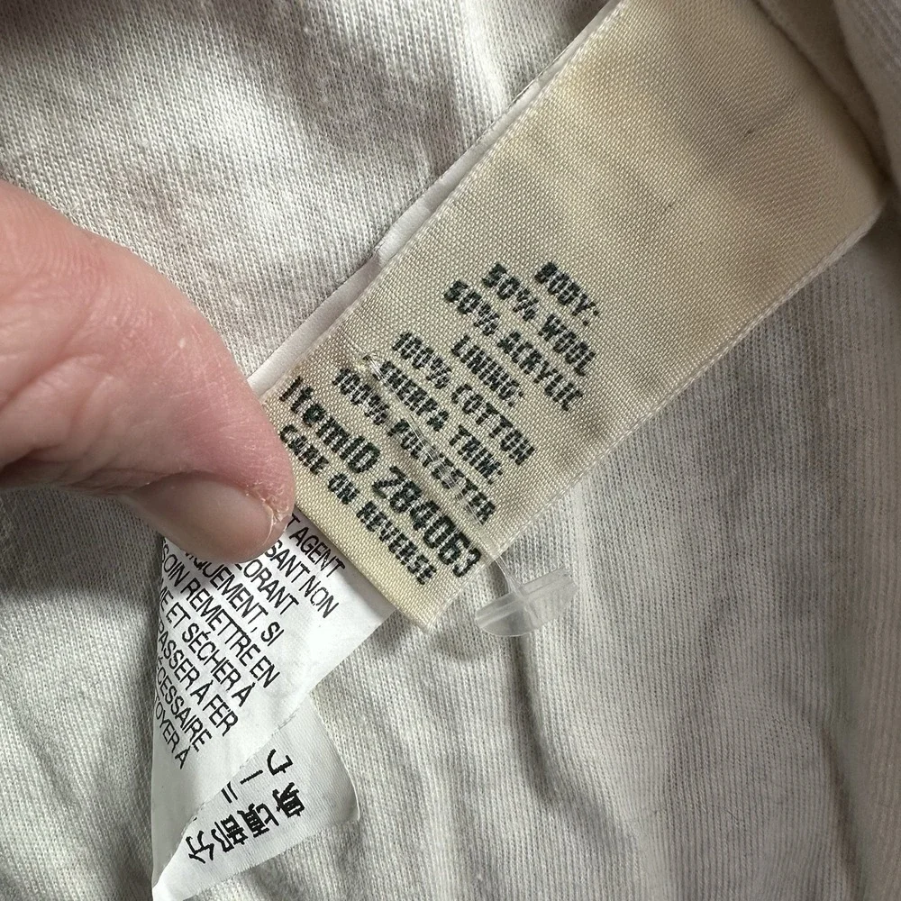 L.L Bean Wool Blend Cardigan Sweater Womens Large‎ Blue Sherpa Lined Cable Knit - Picture 8 of 9